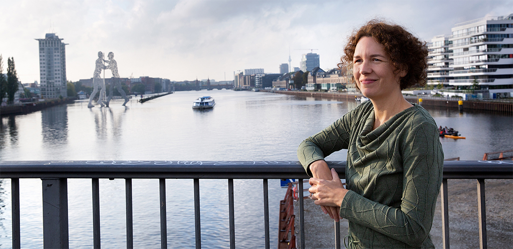 Picture of Heike in front of Berlin Skyline